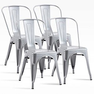 18" Metal Stackable Dining Chairs for Patio Set