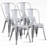 18" Metal Stackable Dining Chairs for Patio Set