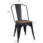 Black Stackable Metal Dining Chairs Set of 4