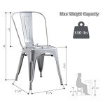 18" Metal Stackable Dining Chairs for Patio Set