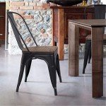 Black Stackable Metal Dining Chairs Set of 4