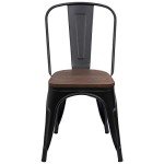 Black Stackable Metal Dining Chairs Set of 4