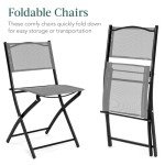 3-Piece Patio Bistro Dining Set with Glass Table