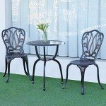 3-Piece Cast-Aluminum Patio Bistro Furniture Set