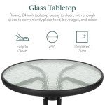 3-Piece Patio Bistro Dining Set with Glass Table