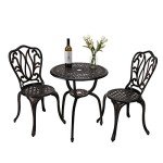 3-Piece Cast-Aluminum Patio Bistro Furniture Set