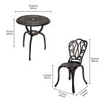 3-Piece Cast-Aluminum Patio Bistro Furniture Set