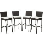 Tangkula Set of 4 Outdoor Wicker Barstools