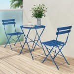 Peacock Blue 3-Piece Folding Patio Bistro Set