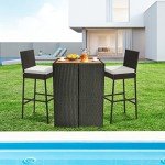 Tangkula Set of 4 Outdoor Wicker Barstools