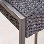 Kelly Outdoor Wicker Barstool Set of 2 - Dark Brown