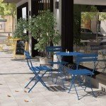 Peacock Blue 3-Piece Folding Patio Bistro Set