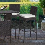 Tangkula Set of 4 Outdoor Wicker Barstools