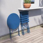 Peacock Blue 3-Piece Folding Patio Bistro Set