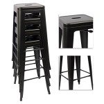 Devoko 30" Stackable Metal Bar Stools - Set of 4