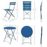 Peacock Blue 3-Piece Folding Patio Bistro Set