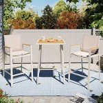 3-Piece Outdoor Bar Set with Metal Stools