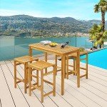 5-Piece Acacia Wood Bar Table Set for Outdoors