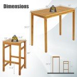5-Piece Acacia Wood Bar Table Set for Outdoors