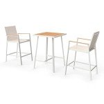 3-Piece Outdoor Bar Set with Metal Stools