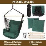 Highwild Hanging Rope Swing Hammock Chair with Cushions