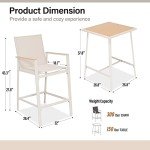 3-Piece Outdoor Bar Set with Metal Stools