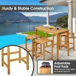 5-Piece Acacia Wood Bar Table Set for Outdoors