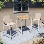 3-Piece Outdoor Bar Set with Metal Stools