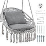 Homgava Hanging Rope Swing Chair with Cushions