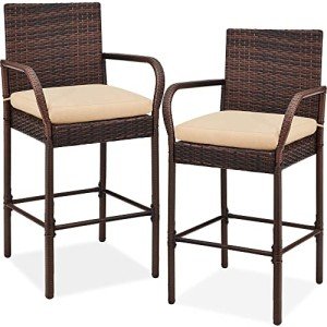 Wicker Bar Stools Set for Patio & Garden