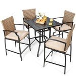 5-Piece Outdoor Patio Rattan Bar Set