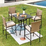 5-Piece Outdoor Patio Rattan Bar Set