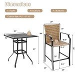 5-Piece Outdoor Patio Rattan Bar Set