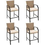 Set of 4 Tangkula Rattan Patio Bar Stools