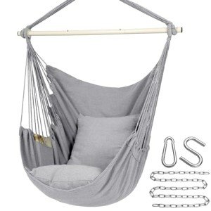 Light Grey Hammock Chair with Cushions and Hardware