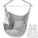 Light Grey Hammock Chair with Cushions and Hardware