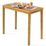 Tangkula 45” Rustic Acacia Wood Bar Table