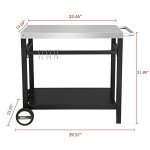 Movable Stainless Steel Dining Cart with Double Shelf
