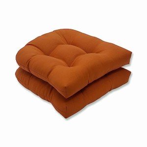 Reversible Orange Round Patio Seat Cushions - 2 Count