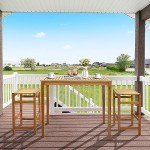 Tangkula 45” Rustic Acacia Wood Bar Table