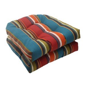 Pillow Perfect Stripe Tufted Seat Cushions, 2-Pack