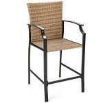 Set of 4 Tangkula Rattan Patio Bar Stools