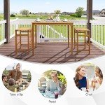 Tangkula 45” Rustic Acacia Wood Bar Table