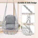 Homgava Hanging Rope Swing Chair with Cushions