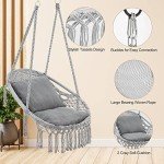 Homgava Hanging Rope Swing Chair with Cushions