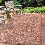 Medallion Textured Indoor/Outdoor Area Rug, Red/Taupe