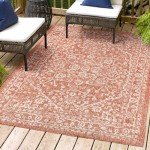 Medallion Textured Indoor/Outdoor Area Rug, Red/Taupe