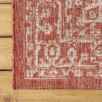 Medallion Textured Indoor/Outdoor Area Rug, Red/Taupe