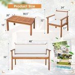 Devoko 4-Piece Acacia Wood Outdoor Sofa Set