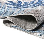 Tropics Palm Leaves Area Rug, 3x5, Gray/Blue